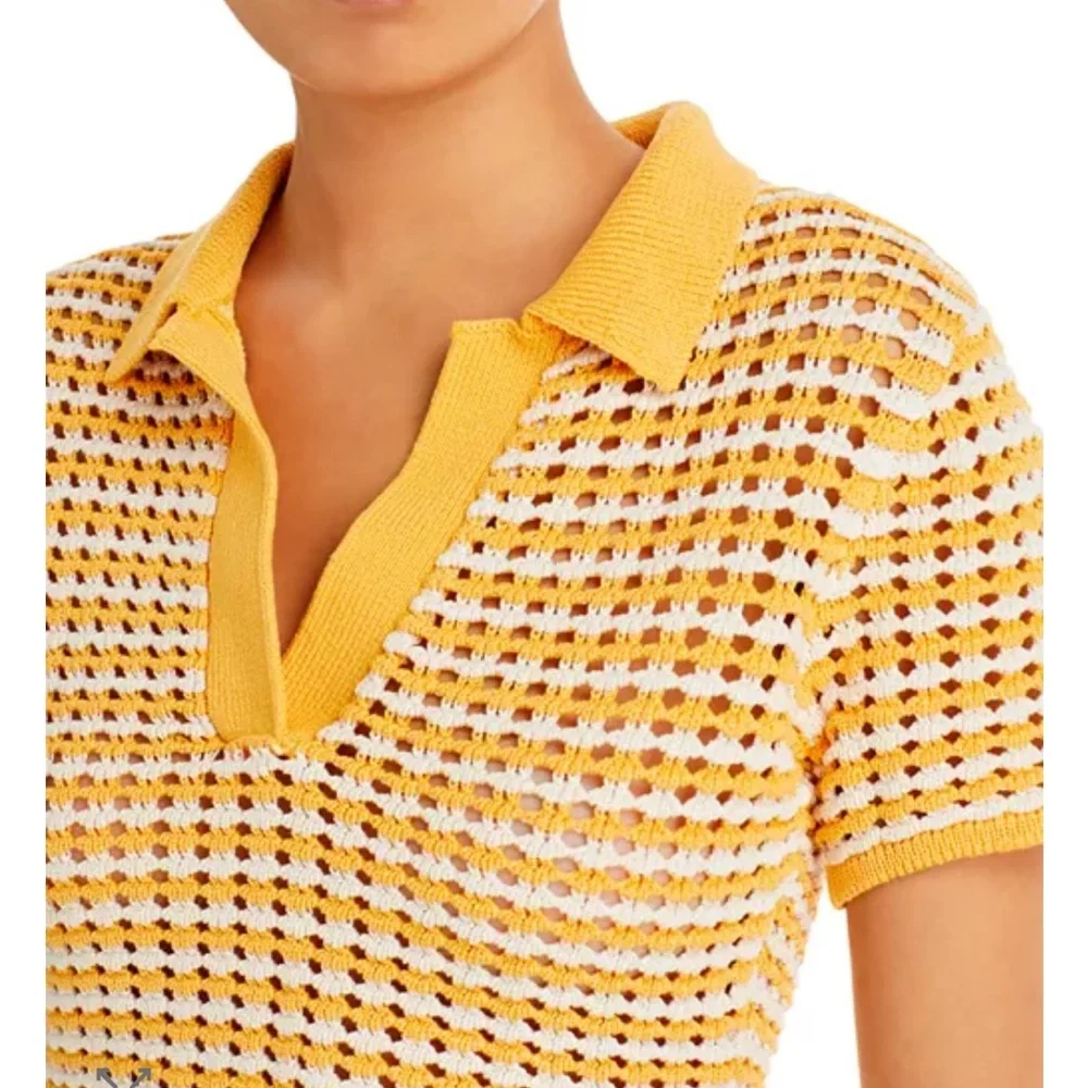 10 Crosby Derek Lam Yellow and White Knit Top - Picture 1 of 8